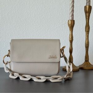 Jabali Baúl Chain Leather Flap Handbag Taupe